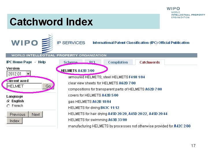 Catchword Index 17 Catchword Index 17