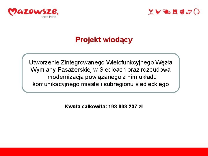 Projekt wiodący Utworzenie Zintegrowanego Wielofunkcyjnego Węzła Wymiany Pasażerskiej w Siedlcach oraz rozbudowa i modernizacja