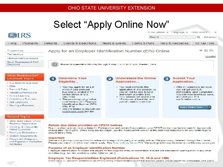 Select “Apply Online Now” Select “Apply Online Now”