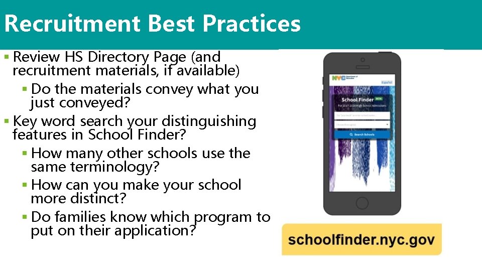 Recruitment Best Practices § Review HS Directory Page (and recruitment materials, if available) §