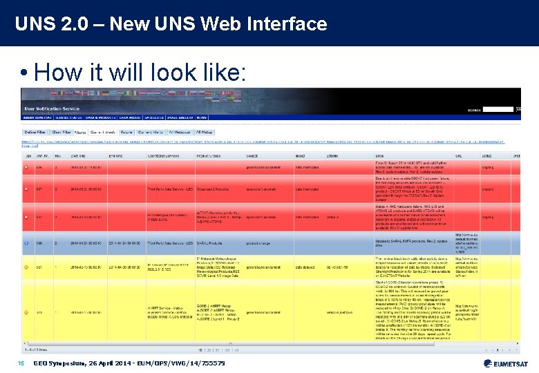 UNS 2. 0 – New UNS Web Interface • How it will look like: