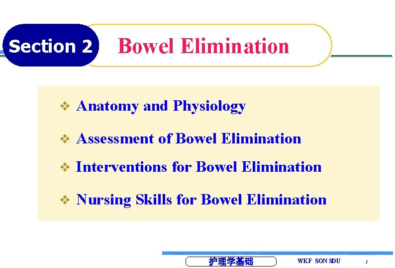 Section 2 Bowel Elimination v Anatomy and Physiology v Assessment of Bowel Elimination v