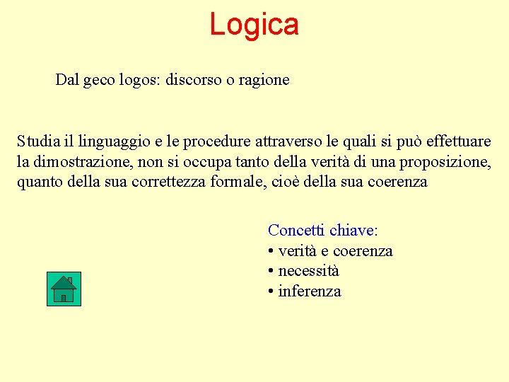 Logica Dal geco logos: discorso o ragione Studia il linguaggio e le procedure attraverso