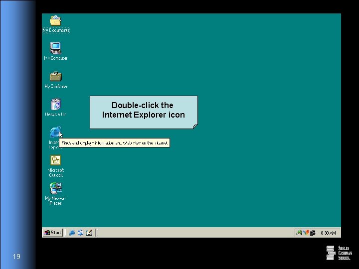 Double-click the Internet Explorer icon 19 