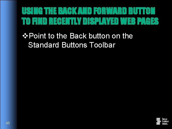 USING THE BACK AND FORWARD BUTTON TO FIND RECENTLY DISPLAYED WEB PAGES v. Point