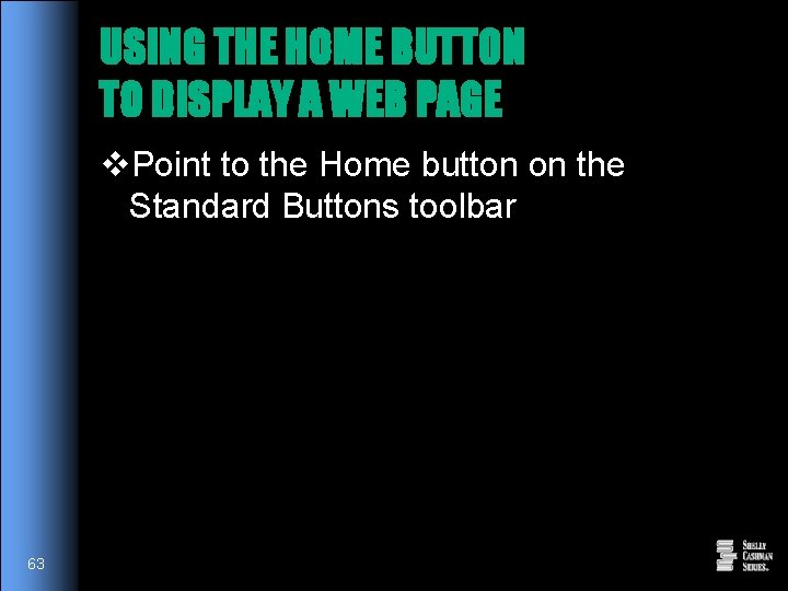 USING THE HOME BUTTON TO DISPLAY A WEB PAGE v. Point to the Home