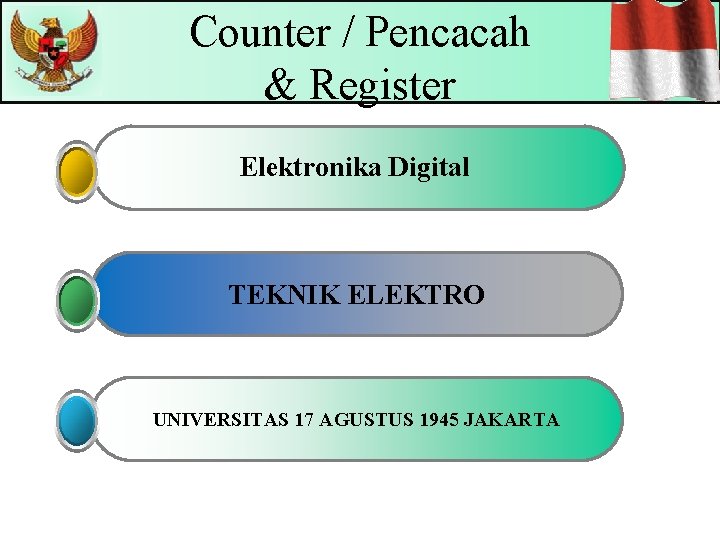 Counter / Pencacah & Register Elektronika Digital TEKNIK ELEKTRO UNIVERSITAS 17 AGUSTUS 1945 JAKARTA