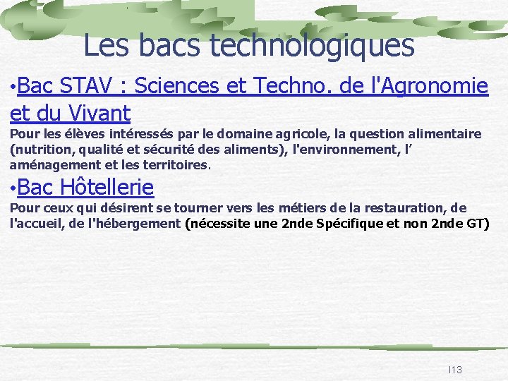 Les bacs technologiques • Bac STAV : Sciences et Techno. de l'Agronomie et du