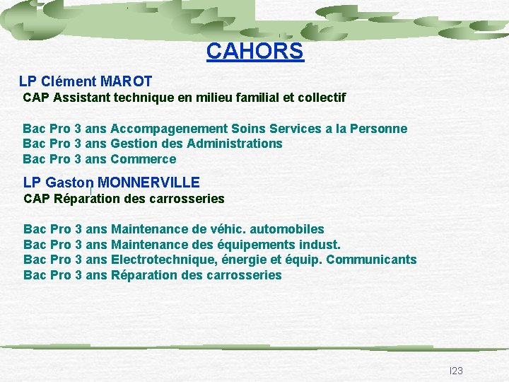 CAHORS LP Clément MAROT CAP Assistant technique en milieu familial et collectif Bac Pro