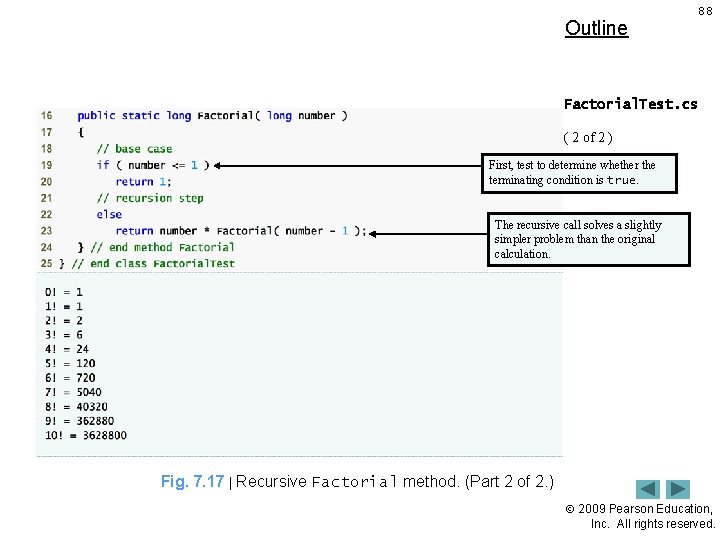 Outline 88 Factorial. Test. cs ( 2 of 2 ) First, test to determine