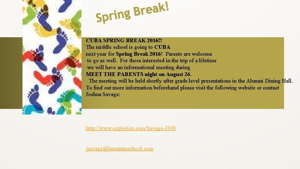 CUBA SPRING BREAK 2016!! The middle school is going to CUBA next year for