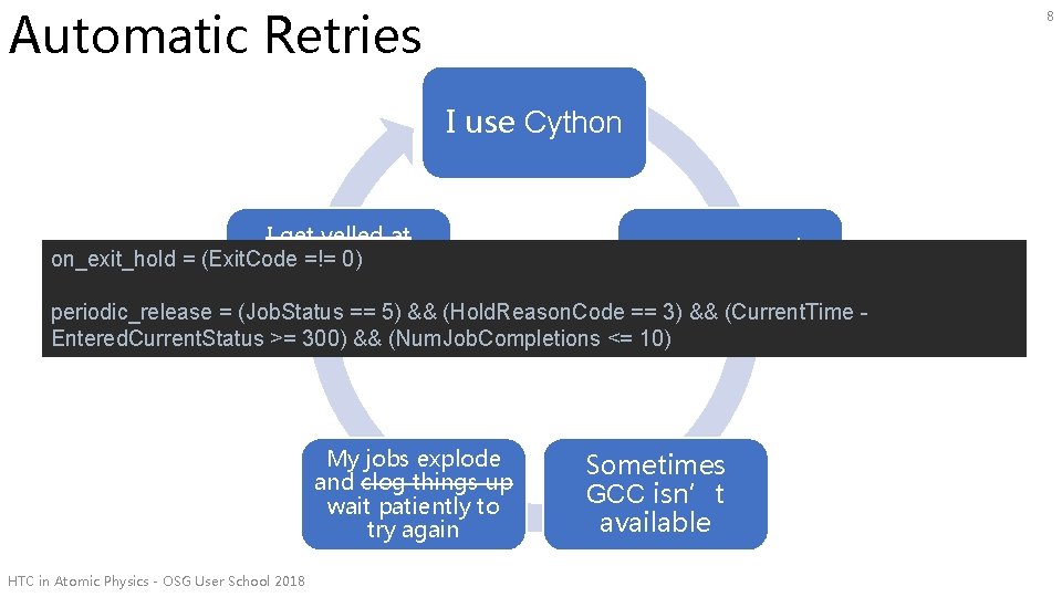 Automatic Retries 8 I use Cython I get yelled at Cython needs on_exit_hold =