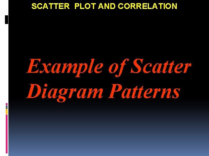 SCATTER PLOT AND CORRELATION Example of Scatter Diagram Patterns 