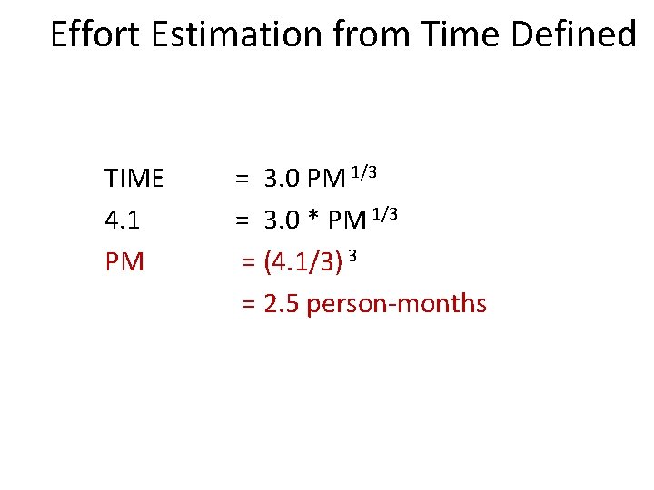 Effort Estimation from Time Defined TIME 4. 1 PM = 3. 0 PM 1/3