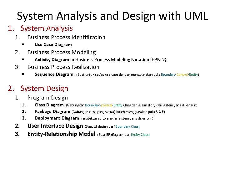 System Analysis and Design with UML 1. System Analysis 1. Business Process Identification §