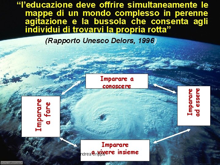 “l’educazione deve offrire simultaneamente le mappe di un mondo complesso in perenne agitazione e