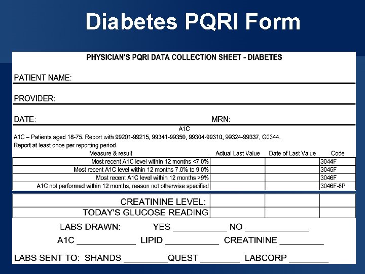Diabetes PQRI Form 
