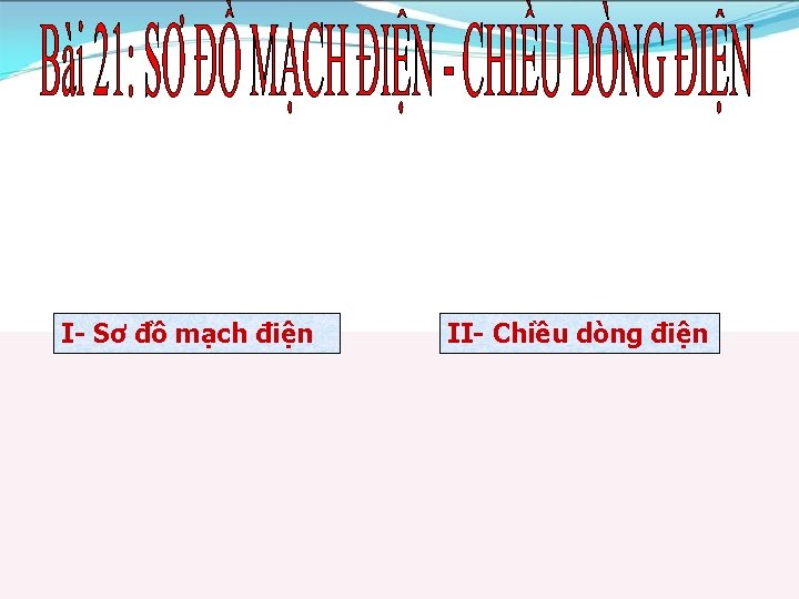 I- Sơ đồ mạch điện II- Chiều dòng điện 