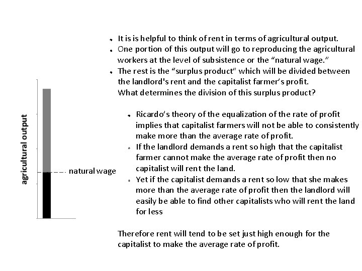 It is is helpful to think of rent in terms of agricultural output. One