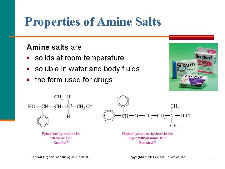 Properties of Amine Salts Amine salts are § solids at room temperature § soluble