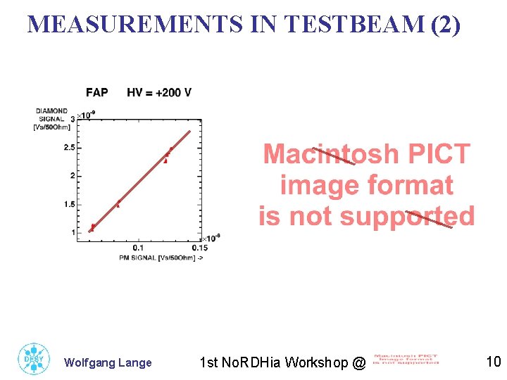 MEASUREMENTS IN TESTBEAM (2) Wolfgang Lange 1 st No. RDHia Workshop @ 10 