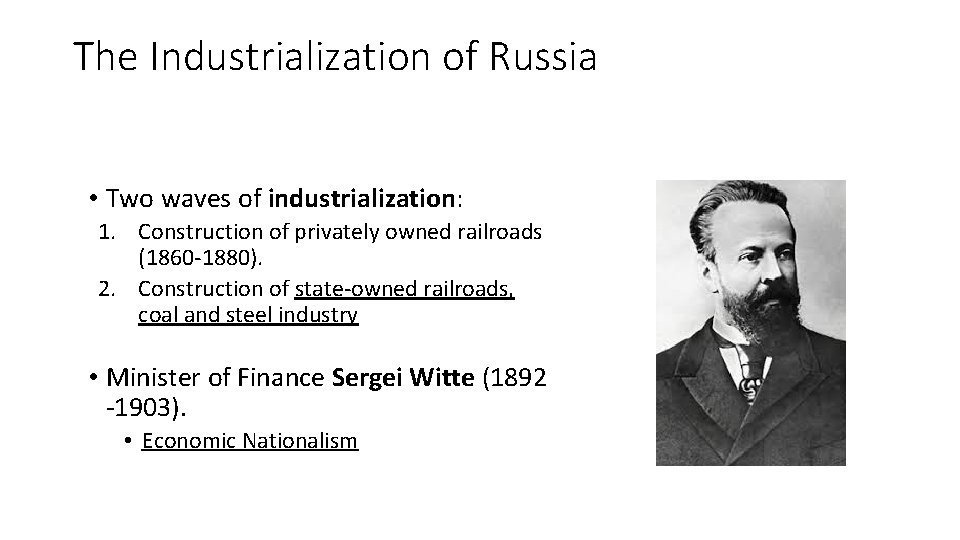 The Industrialization of Russia • Two waves of industrialization: 1. Construction of privately owned The Industrialization of Russia • Two waves of industrialization: 1. Construction of privately owned