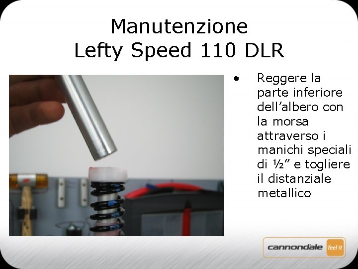 Manutenzione Lefty Speed 110 DLR • Reggere la parte inferiore dell’albero con la morsa