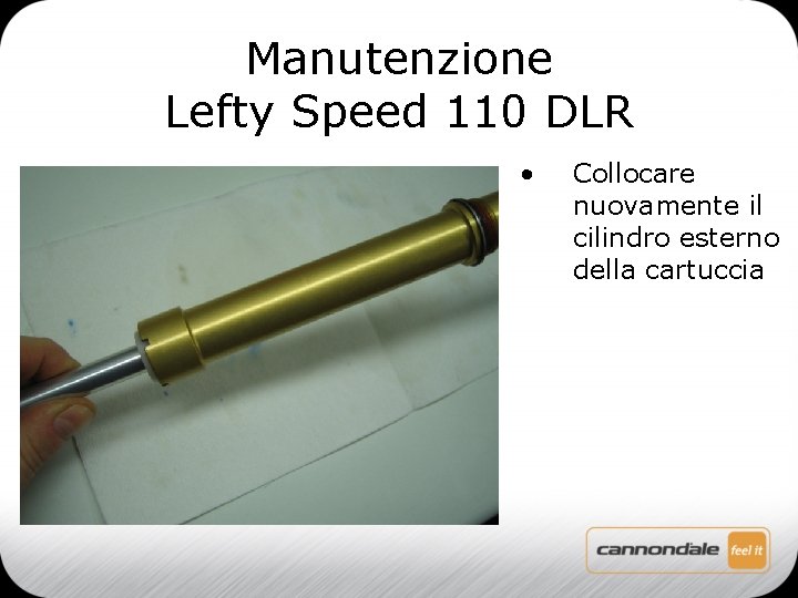 Manutenzione Lefty Speed 110 DLR • Collocare nuovamente il cilindro esterno della cartuccia 