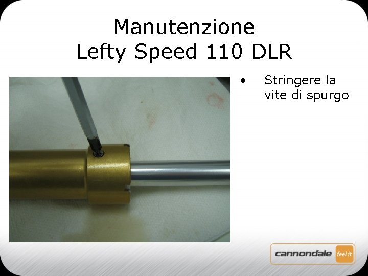 Manutenzione Lefty Speed 110 DLR • Stringere la vite di spurgo 