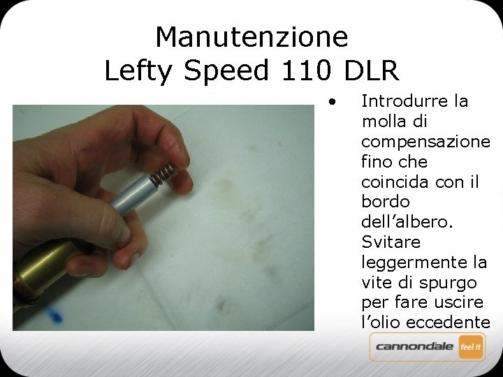 Manutenzione Lefty Speed 110 DLR • Introdurre la molla di compensazione fino che coincida