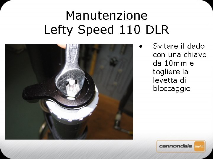 Manutenzione Lefty Speed 110 DLR • Svitare il dado con una chiave da 10