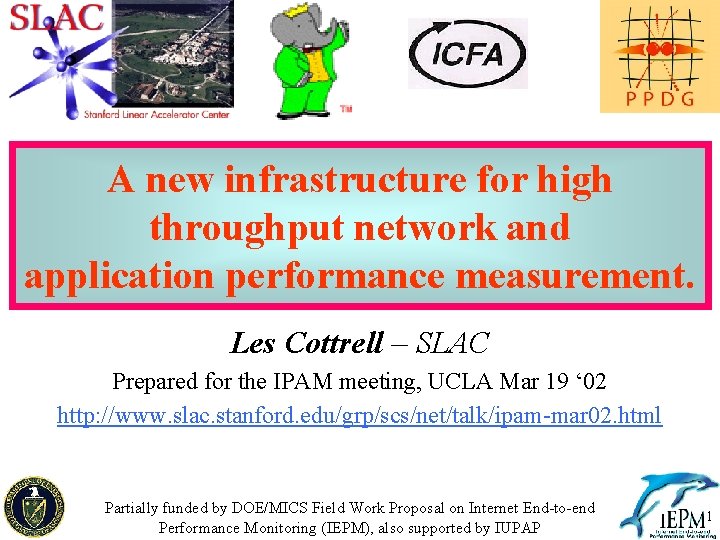 A new infrastructure for high throughput network and application performance measurement. Les Cottrell –