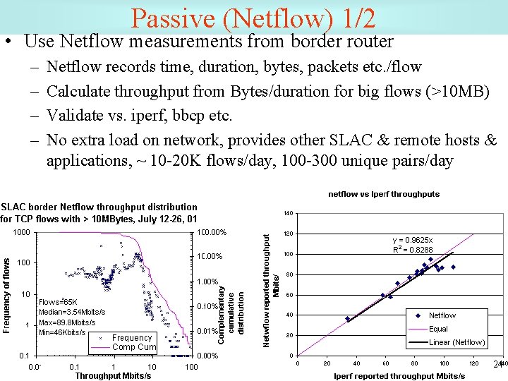 Passive (Netflow) 1/2 • Use Netflow measurements from border router – – Netflow records