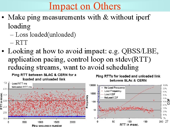 Impact on Others • Make ping measurements with & without iperf loading – Loss