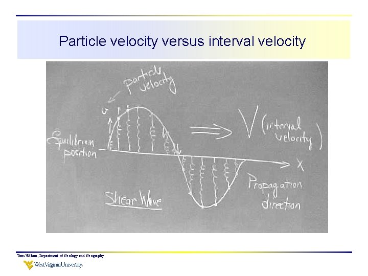 Particle velocity versus interval velocity Tom Wilson, Department of Geology and Geography 