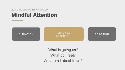 2. AUTOMATIC BEHAVIOUR Mindful Attention SITUATION MINDFUL ATTENTION What is going on? What do