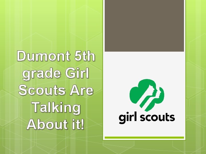 Dumont 5 th grade Girl Scouts Are Talking About it! 