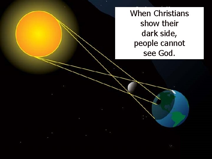 When Christians show their dark side, people cannot see God. 