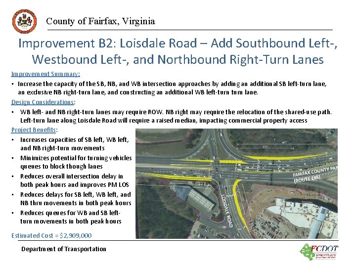 County of Fairfax, Virginia Improvement B 2: Loisdale Road – Add Southbound Left-, Westbound