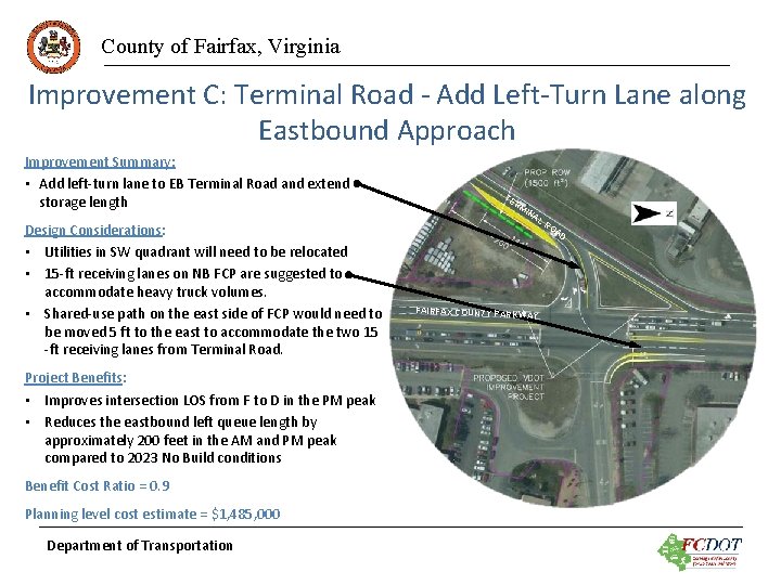 County of Fairfax, Virginia Improvement C: Terminal Road - Add Left-Turn Lane along Eastbound