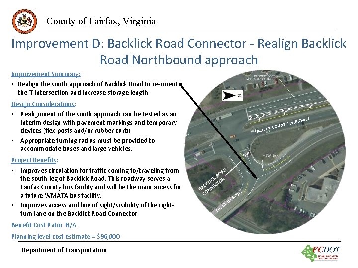 County of Fairfax, Virginia Improvement D: Backlick Road Connector - Realign Backlick Road Northbound