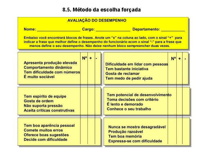 8. 5. Método da escolha forçada 