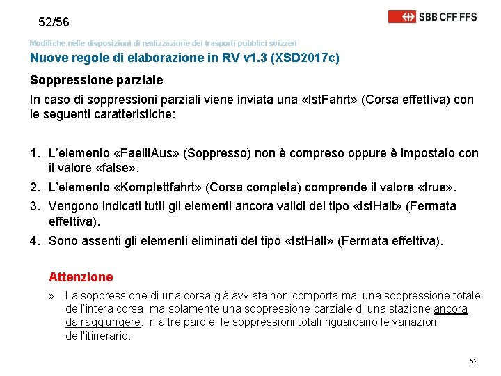 52/56 Modifiche nelle disposizioni di realizzazione dei trasporti pubblici svizzeri Nuove regole di elaborazione