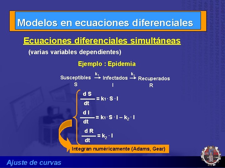 Modelos en ecuaciones diferenciales Ecuaciones diferenciales simultáneas (varias variables dependientes) Ejemplo : Epidemia Susceptibles