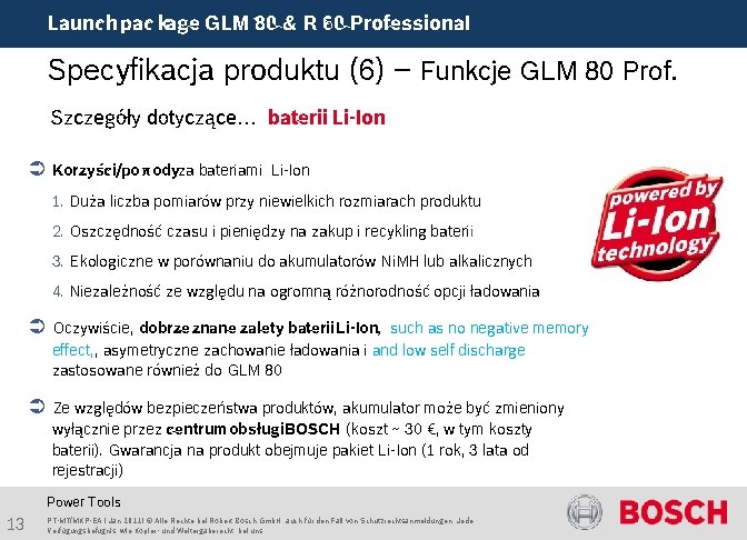 Launch package GLM 80 & R 60 Professional Specyfikacja produktu (6) – Funkcje GLM