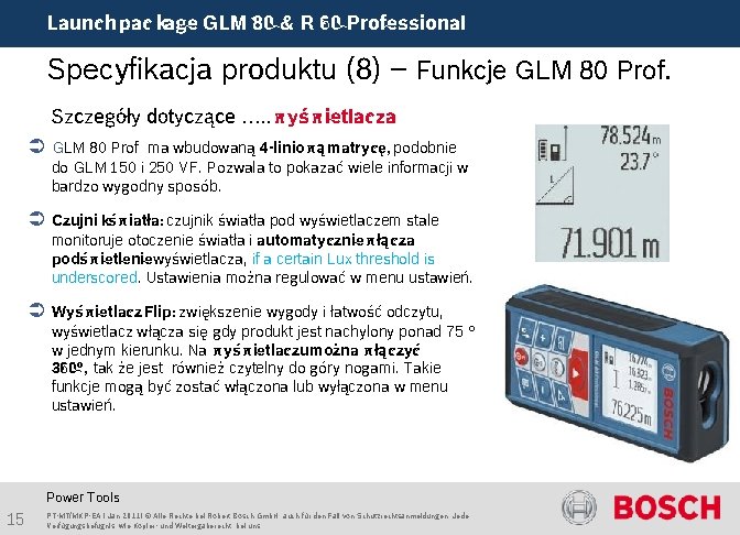 Launch package GLM 80 & R 60 Professional Specyfikacja produktu (8) – Funkcje GLM