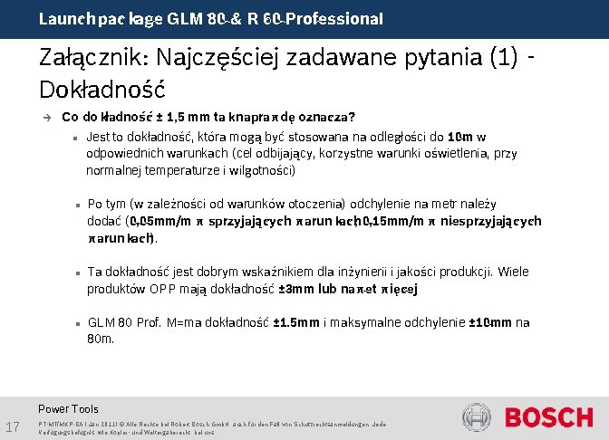 Launch package GLM 80 & R 60 Professional Załącznik: Najczęściej zadawane pytania (1) Dokładność