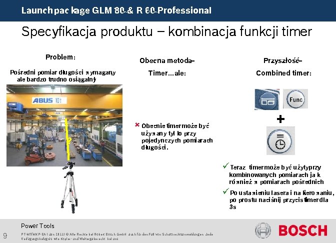 Launch package GLM 80 & R 60 Professional Specyfikacja produktu – kombinacja funkcji timer