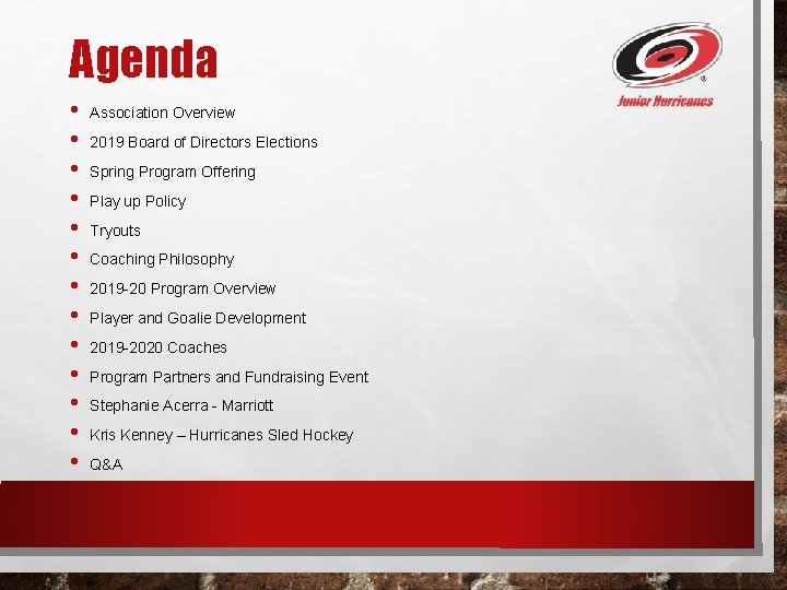 Agenda • • • • Association Overview 2019 Board of Directors Elections Spring Program