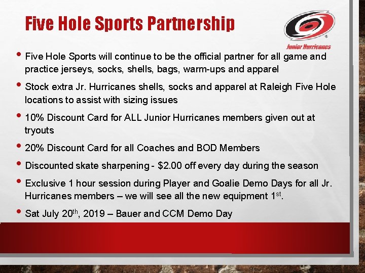 Five Hole Sports Partnership • Five Hole Sports will continue to be the official